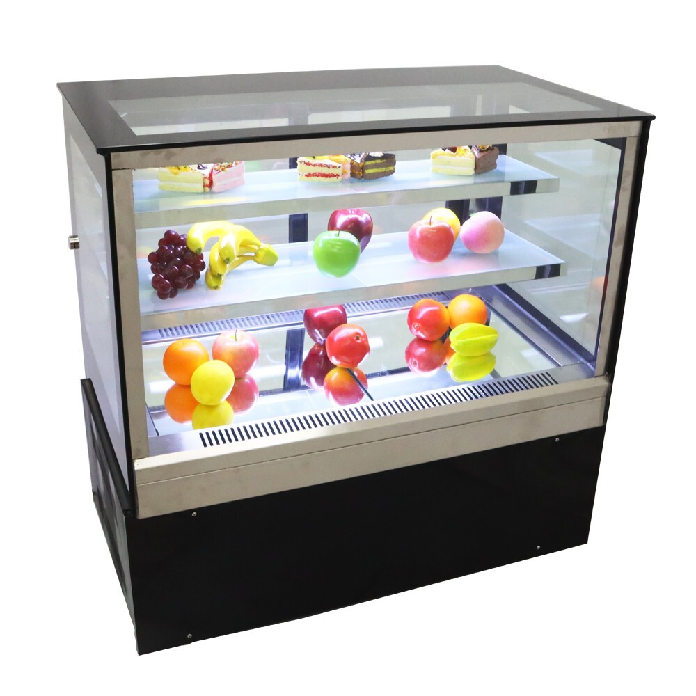 220V Electric Countertop Right-Angle Cake Visual Showcase Automatic Defrost 300W