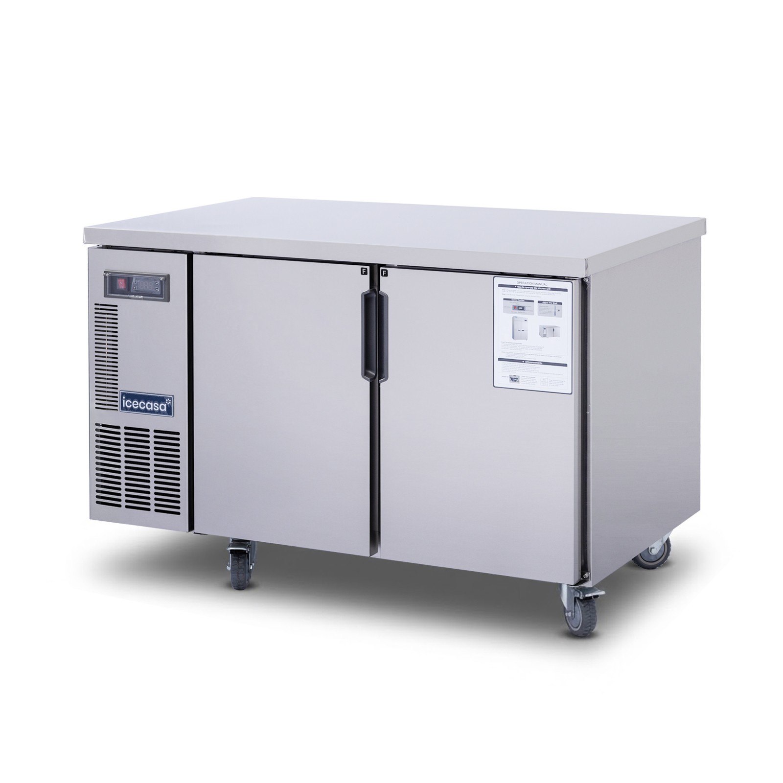 ICECASA 48″ Commercial Worktop Freezer Undercounter Stainless Steel Fridge