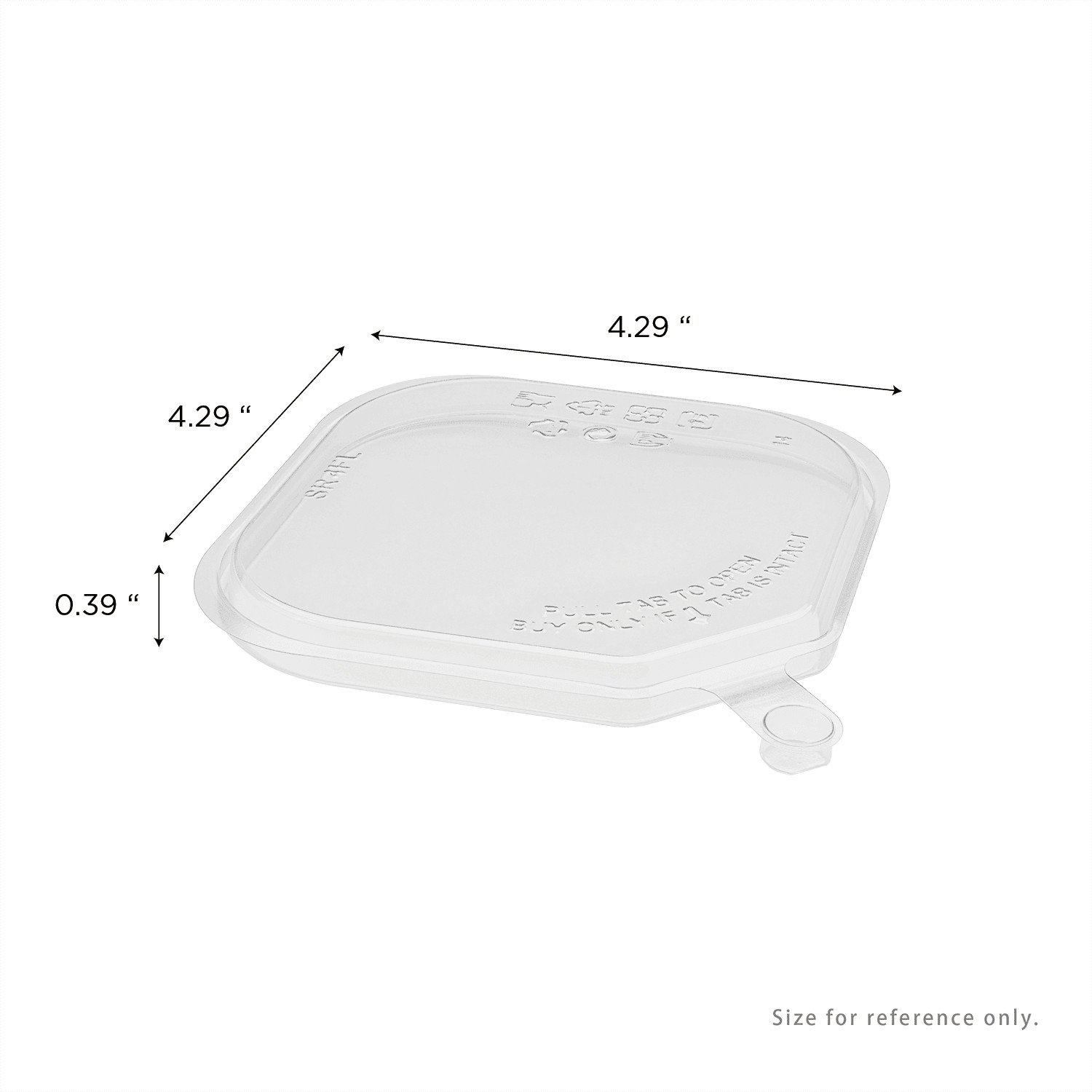 Karat 109mm PET Flat Lid for 8-32oz Square Container – 400 pcs, TR-SCL140PET