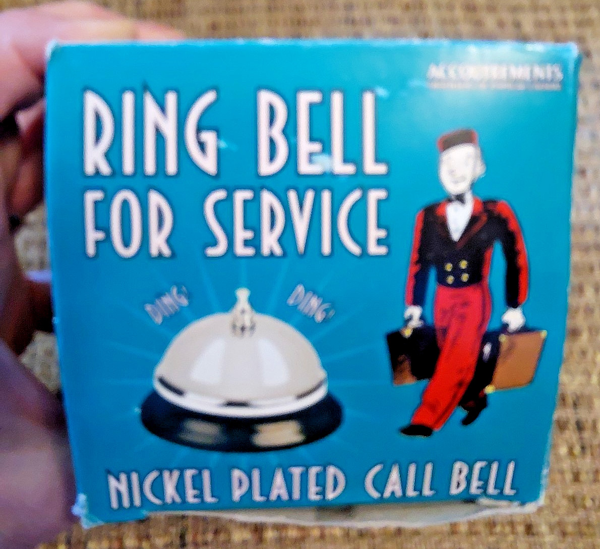 Accoutrements 50’s Style Artwork Box Nickel Plated Call Bell Hotel Desk Bell