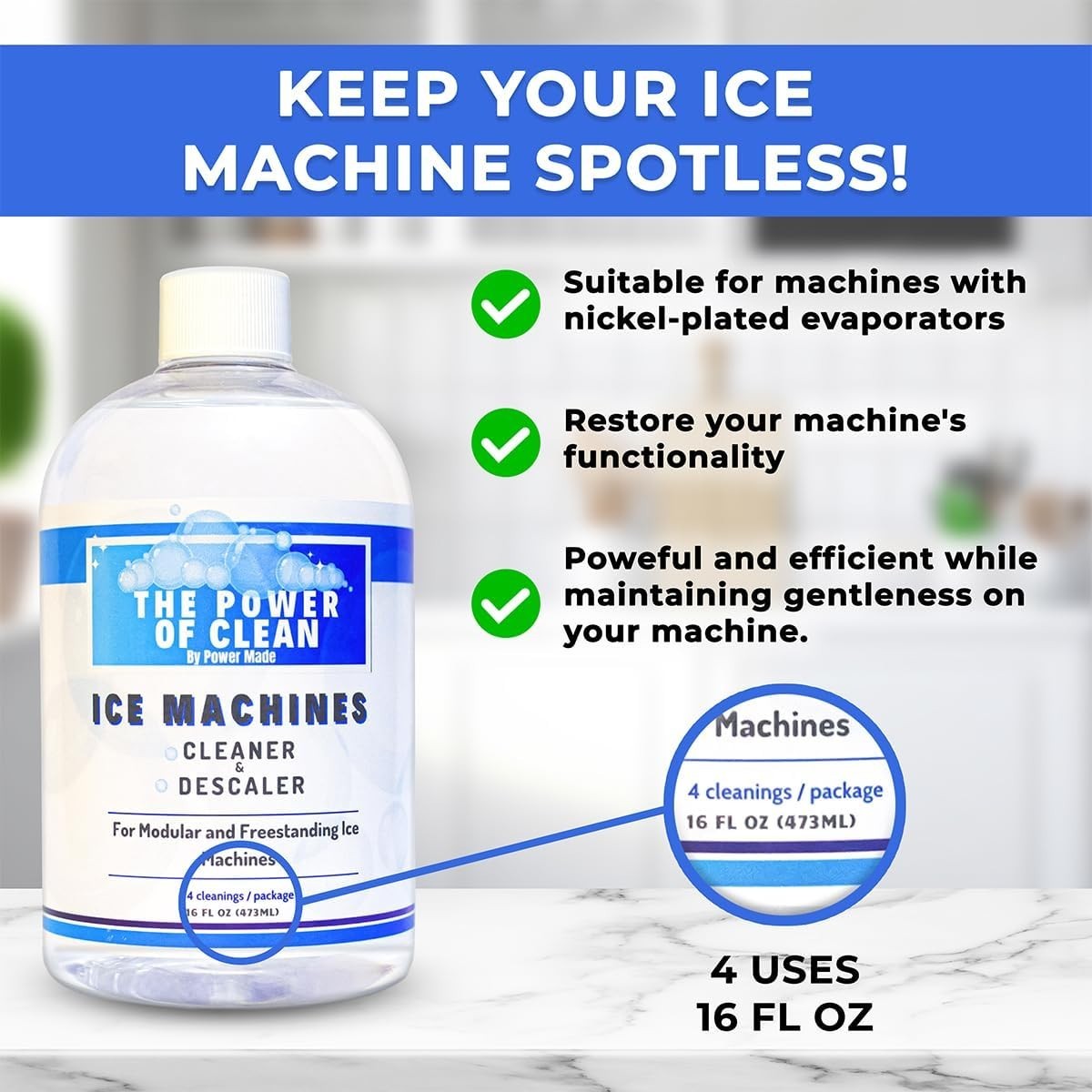 Universal Ice Maker Cleaner & Descaler 16 fl Oz – Ensure Refreshingly Clear Ice
