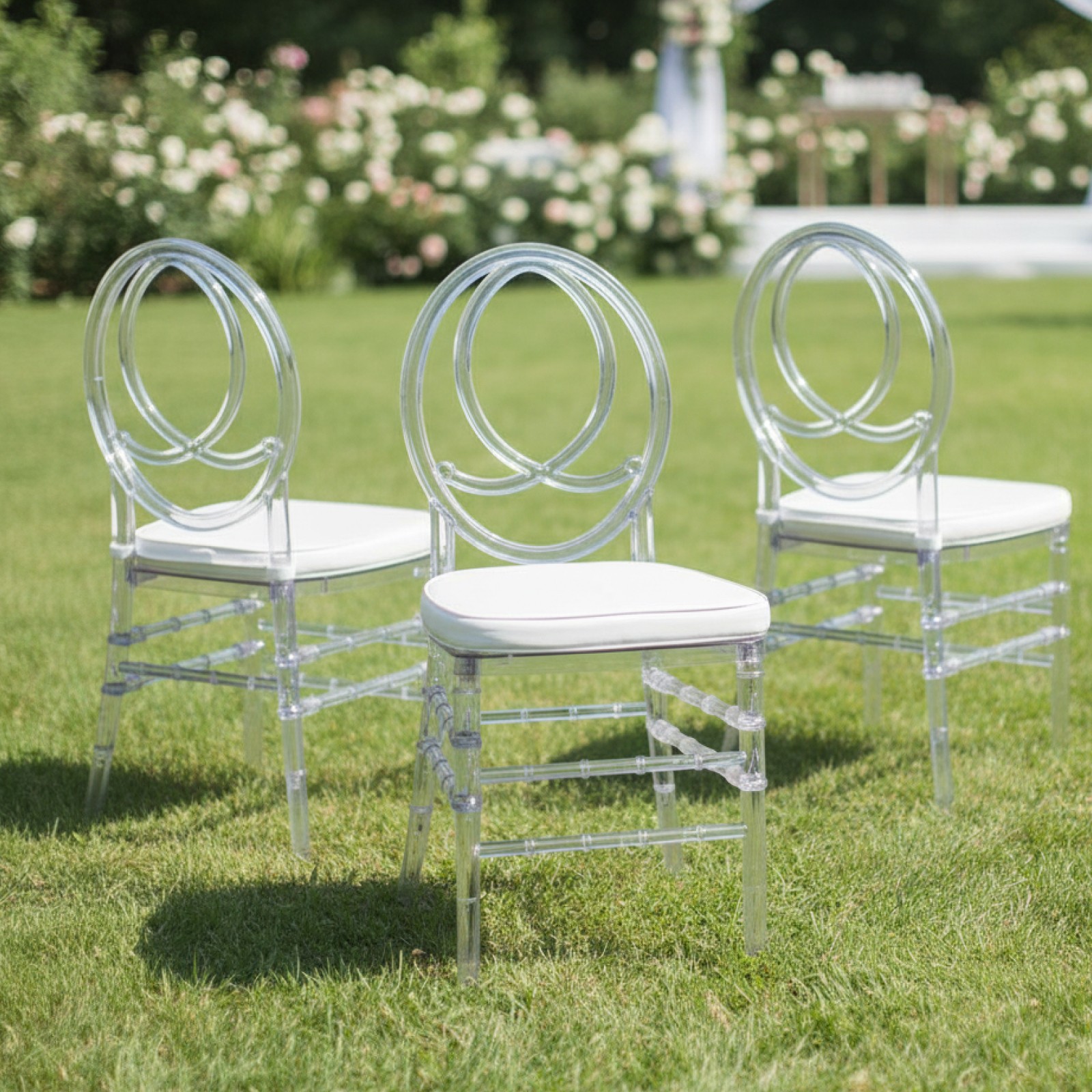 3Pack Acrylic Chiavari Chairs with Cushions for Event Party, Fully Assembled