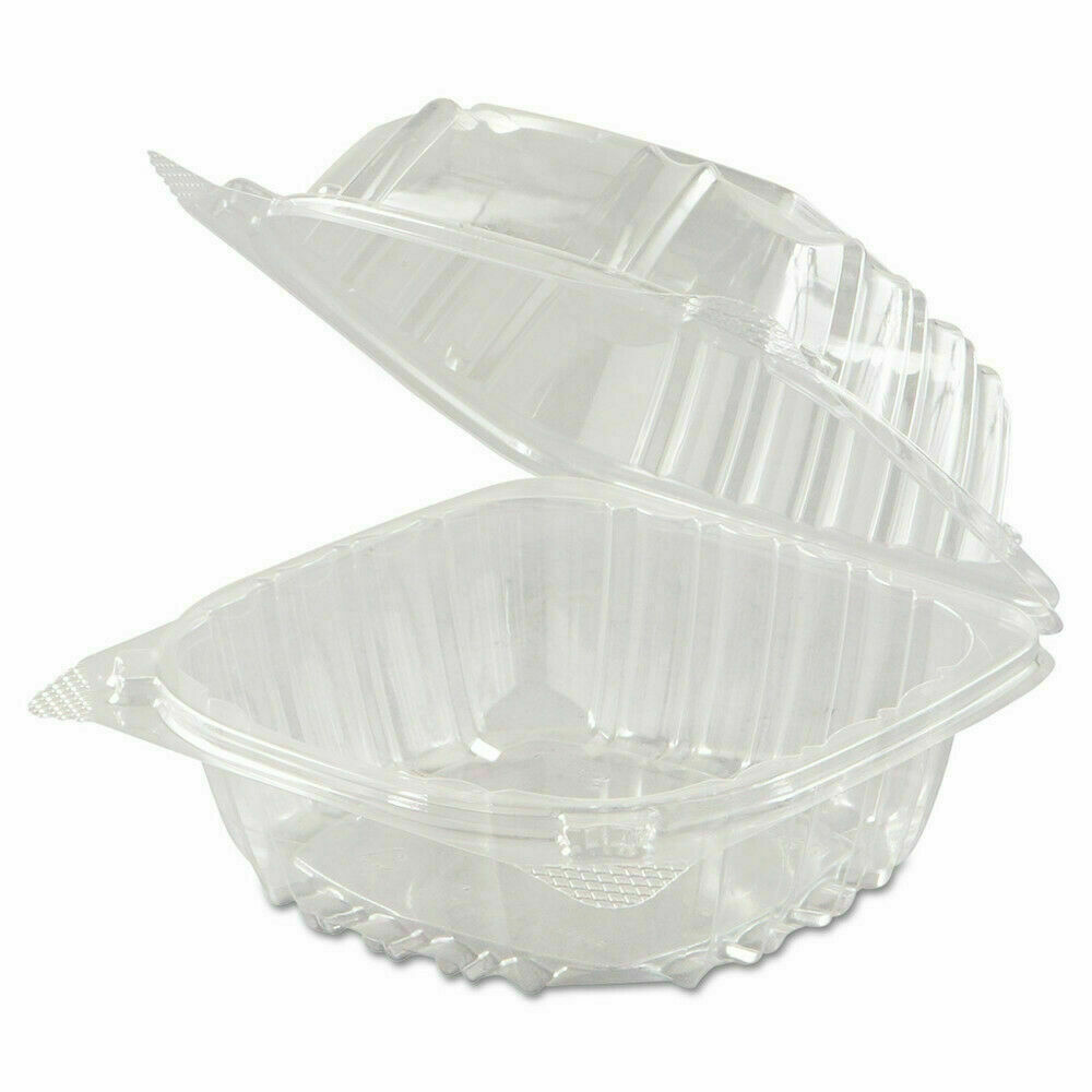 DART SOLO C57PST1 Clear Plastic Seal Hinged-Lid Food Containers 6 x 6″