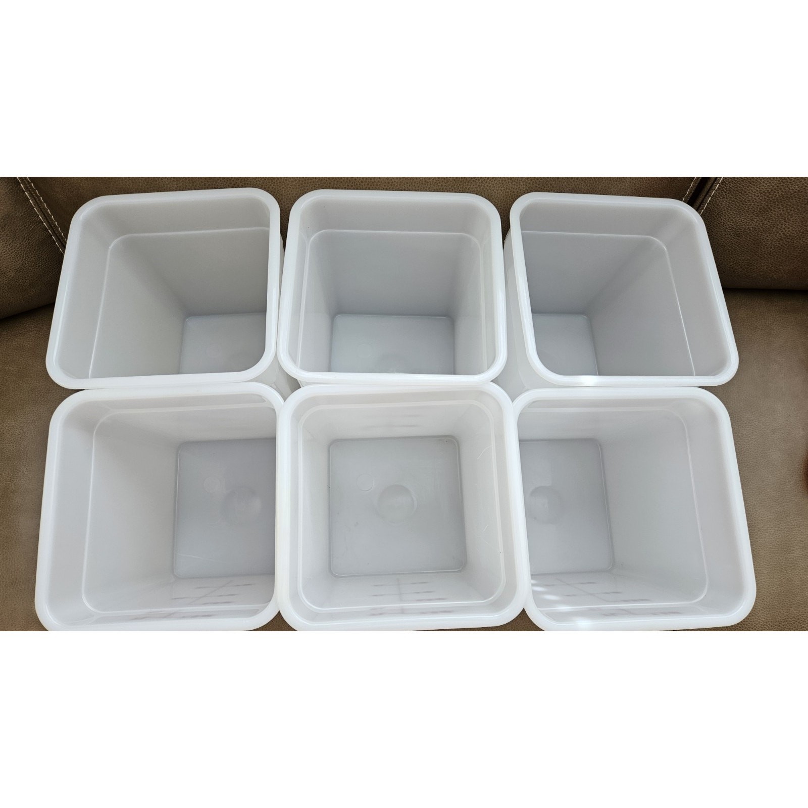 6 Sets Cambro 8SFSP148 White Poly 8 Qt Cam-Square Container & Lid