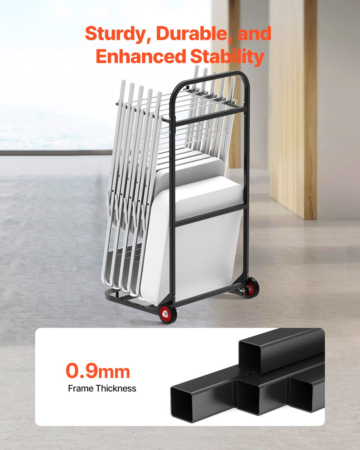 VEVOR Folding Chair Rack Cart for 10 Chairs of 100 LBS Push-Style Chair Dolly