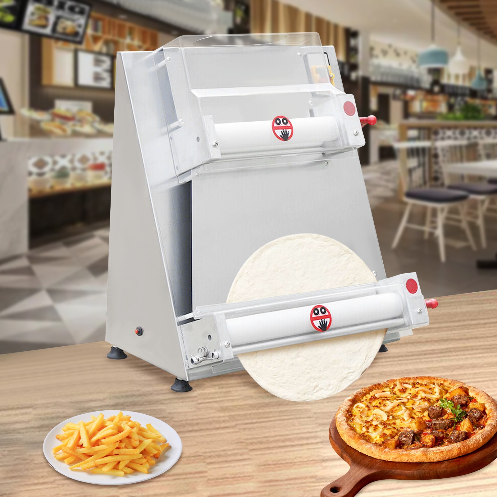 370W 4″-16″ Commercial Dough Roller Sheeter Electric Pizza Dough Press Machine