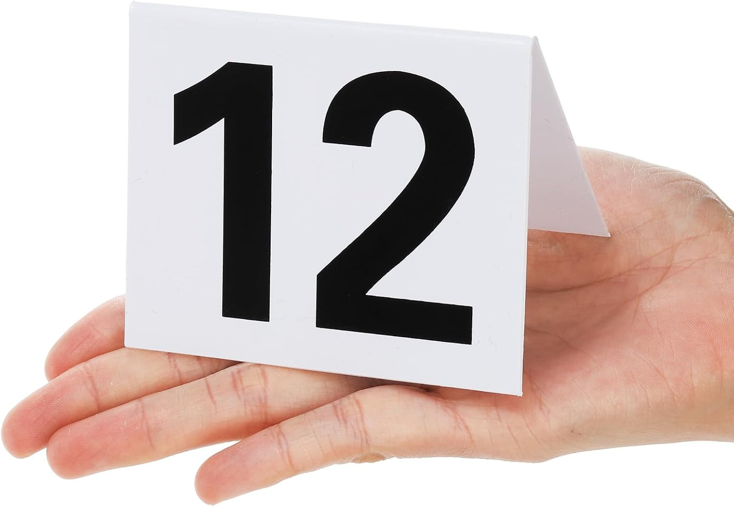 Set of 30 Restaurant Table Numbers1-30 White, Double Side Acrylic Tent Style Tab
