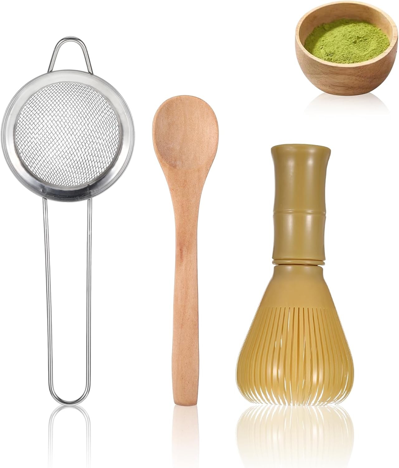 3PCS Resin Matcha Whisk Set, Easy-To-Clean Bamboo Macha Tools for Stirring,