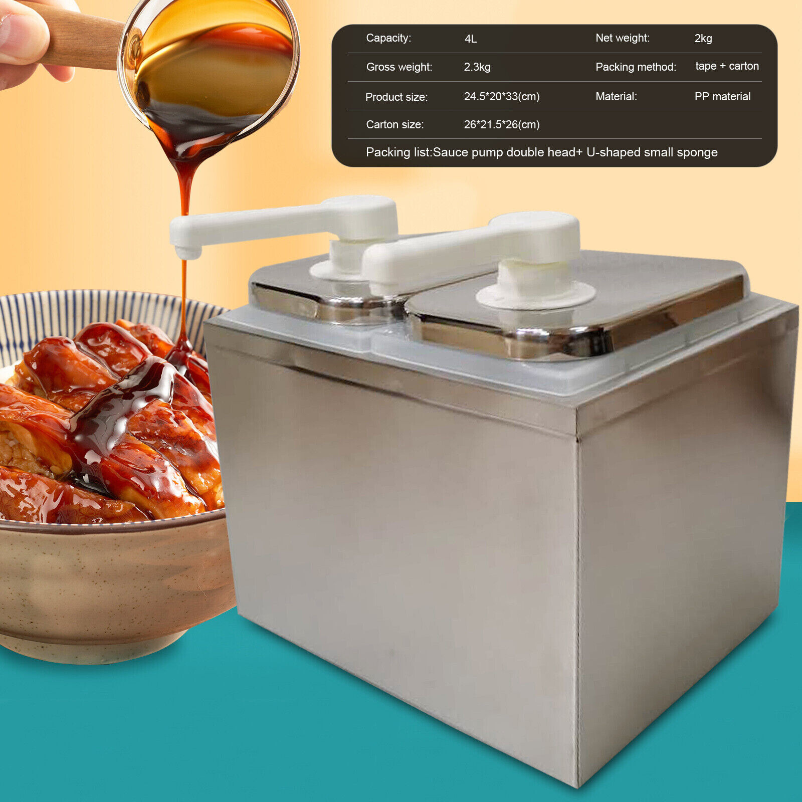2L-8L Commercial Hot Fudge Warmer Nacho Cheese Sauce Pump Dispenser Dispensing