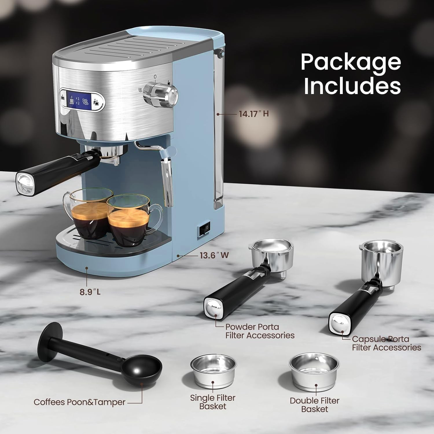 20 Bar Espresso Machine,Semi-Automatic Espresso Machine with Milk Frother Steam
