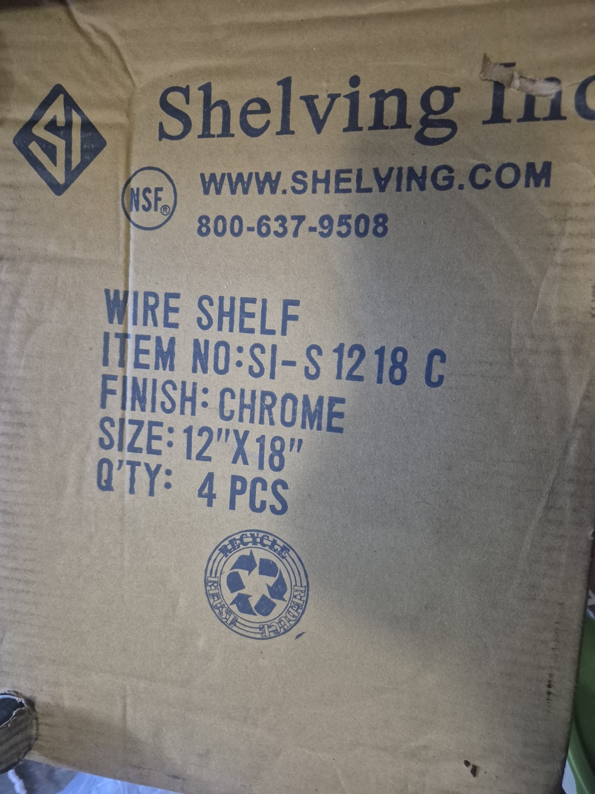 Shelving Inc SI-S1218C Chrome Wire Shelf 12 x 18 in, MPN SI-S1218C
