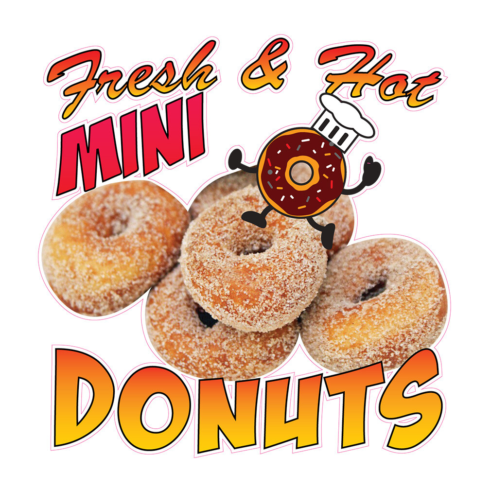 Food Truck Decals Fresh and Hot Mini Donuts Concession Concession Sign Brown