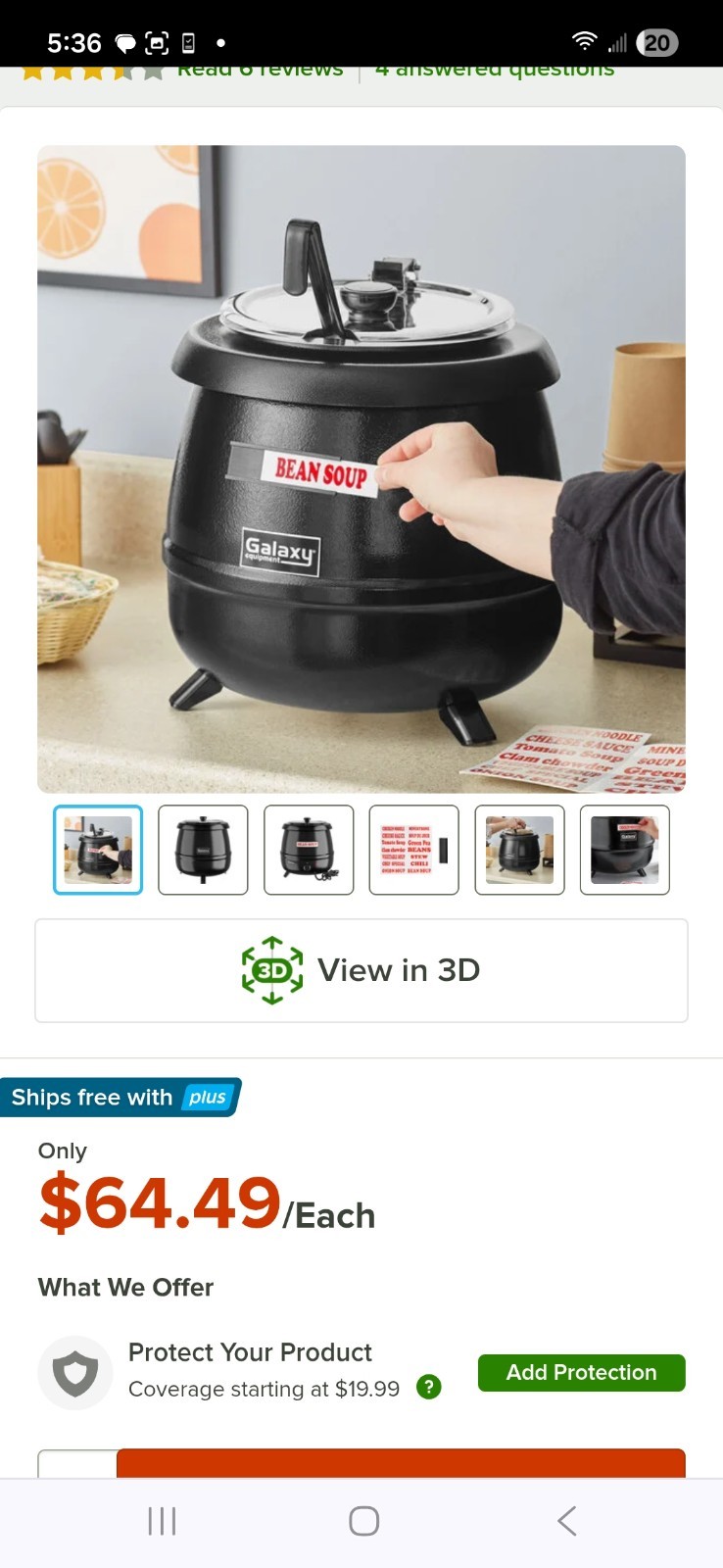 Galaxy 11 Qt Black Soup Warmer Model 177GSW11 MPN 177GSW11