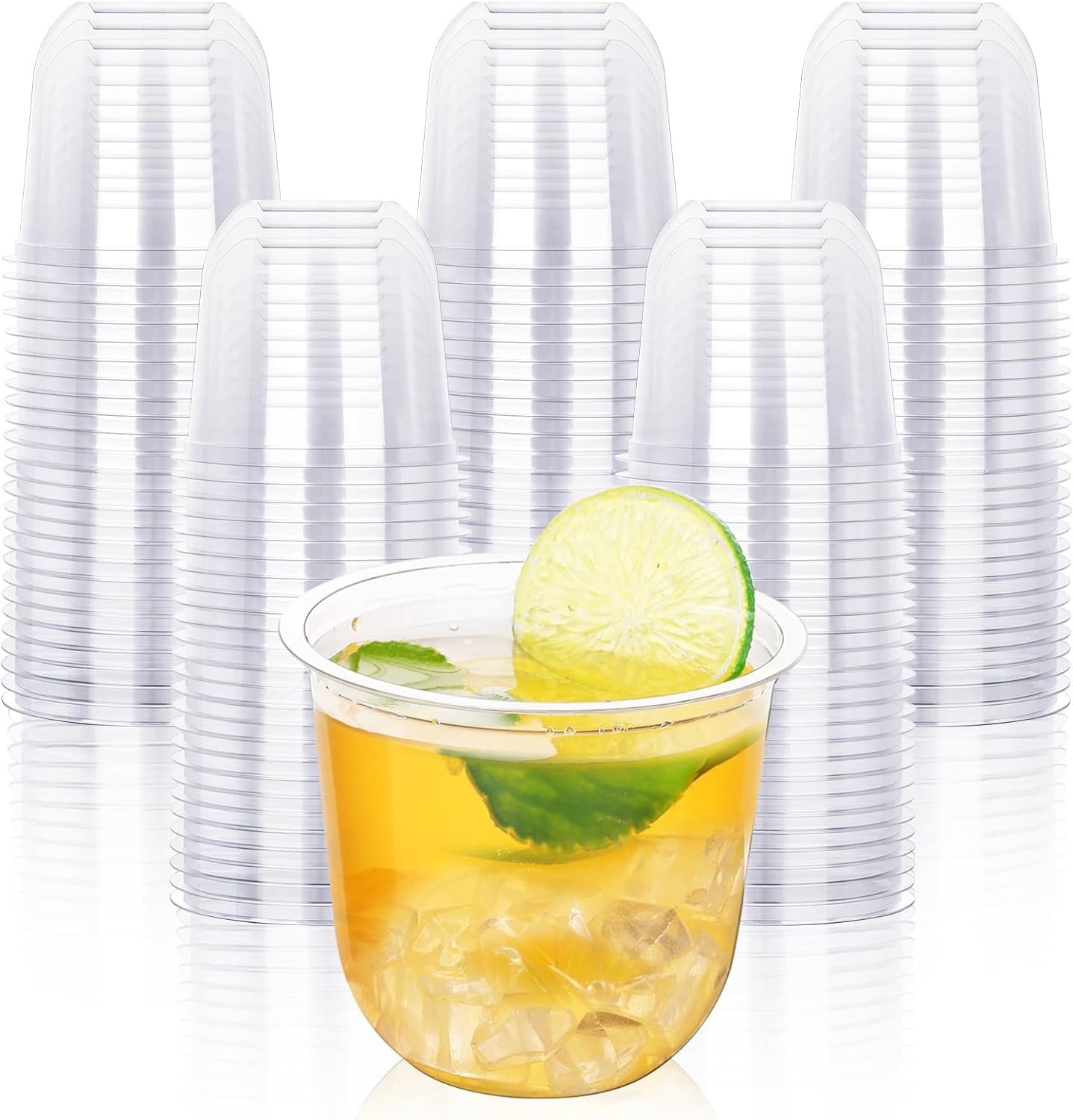 KesaPlan 100 Pcs Disposable Stemless Glasses 12oz Crystal Plastic Wine Glasse…