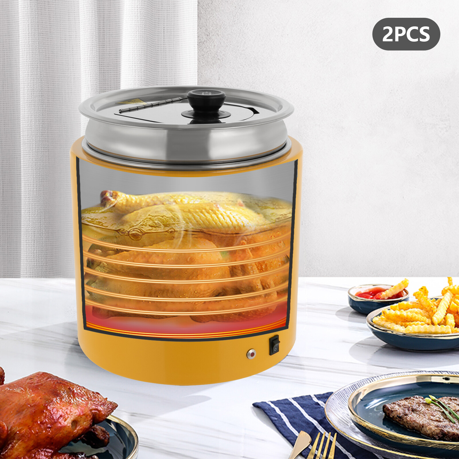 2PCS Commercial Soup Warmer Drinks Warming Equipment For Restaurant Cafeteria US