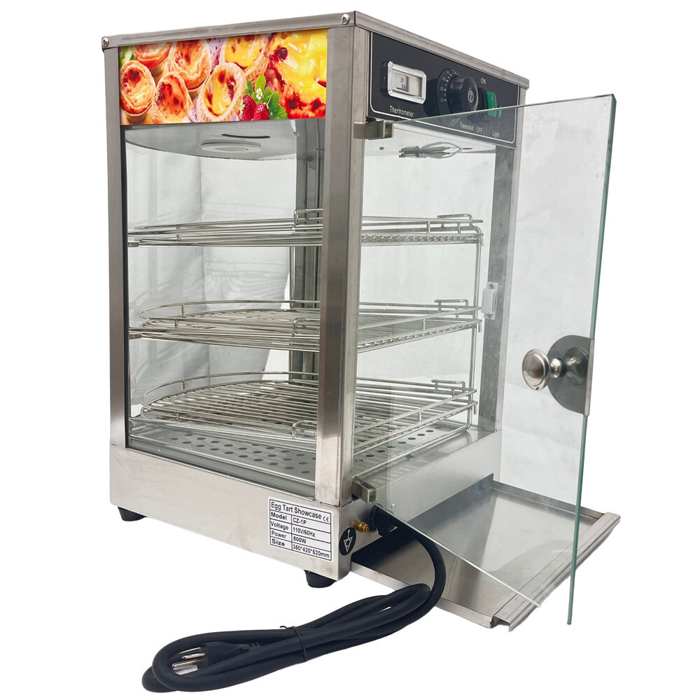 110V 850W Stainless Steel Food Pizza Warmer Display Cabinet with 3 Movable Layer