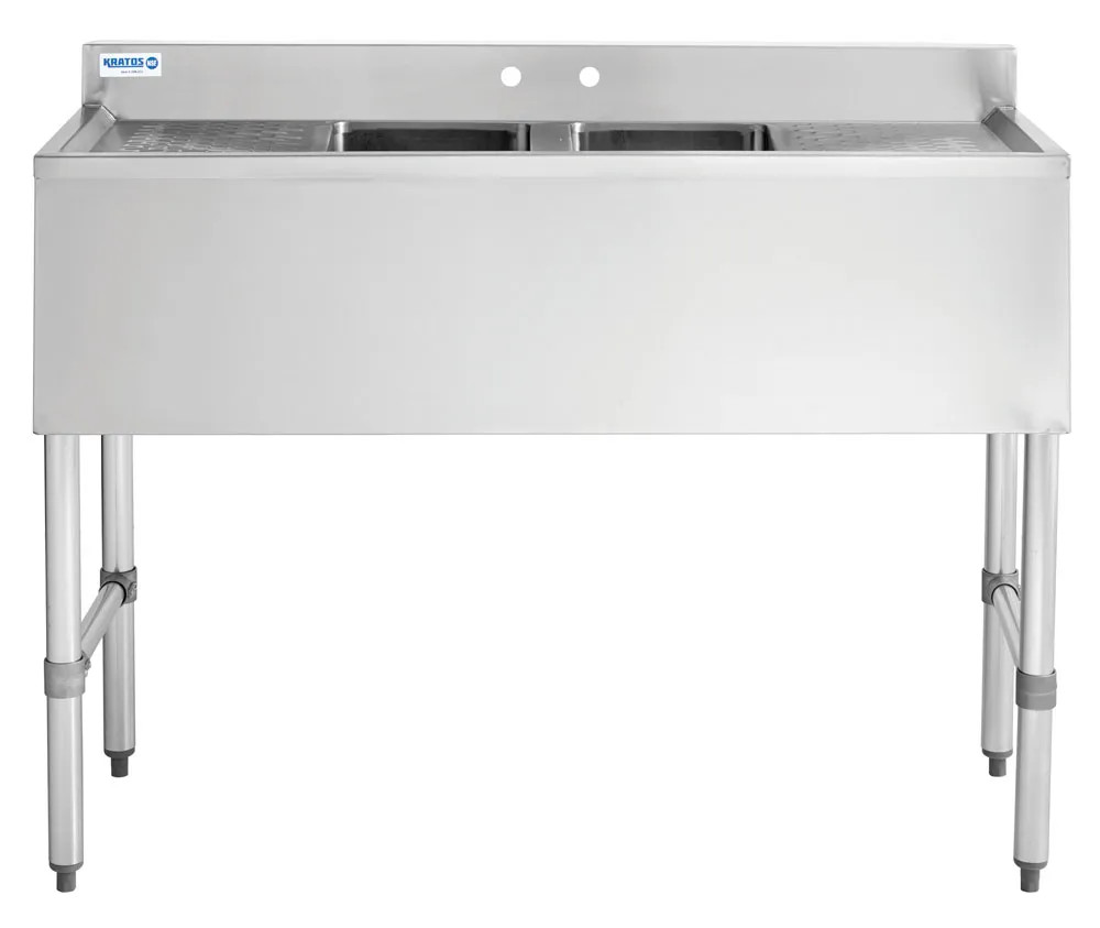 Kratos 29N-032 Underbar Compartment Sink, 2 Bowls, 48″Wx18.75″Dx33″H, Left and