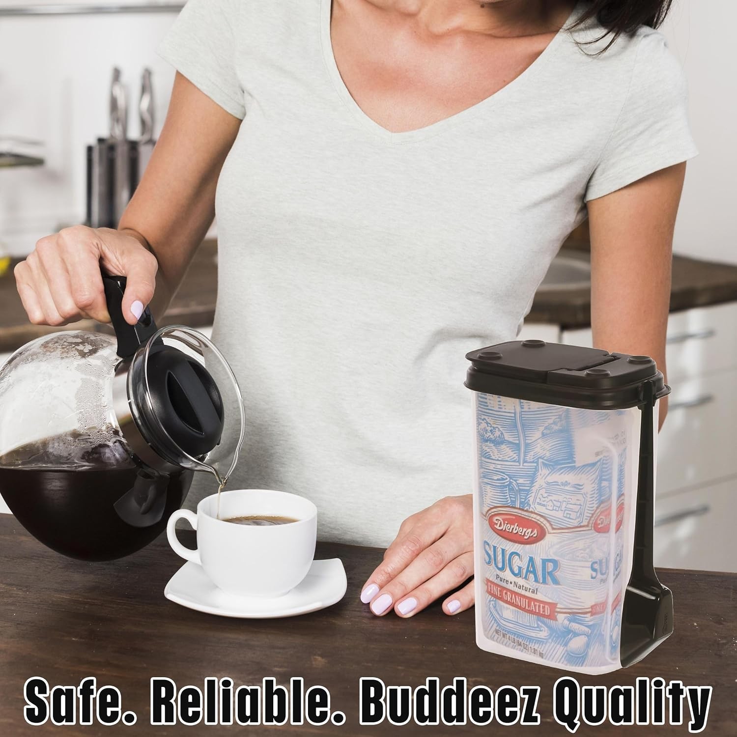Coffee Bean Storage Container – Canister With Spoon, Suitable for Whole Beans &