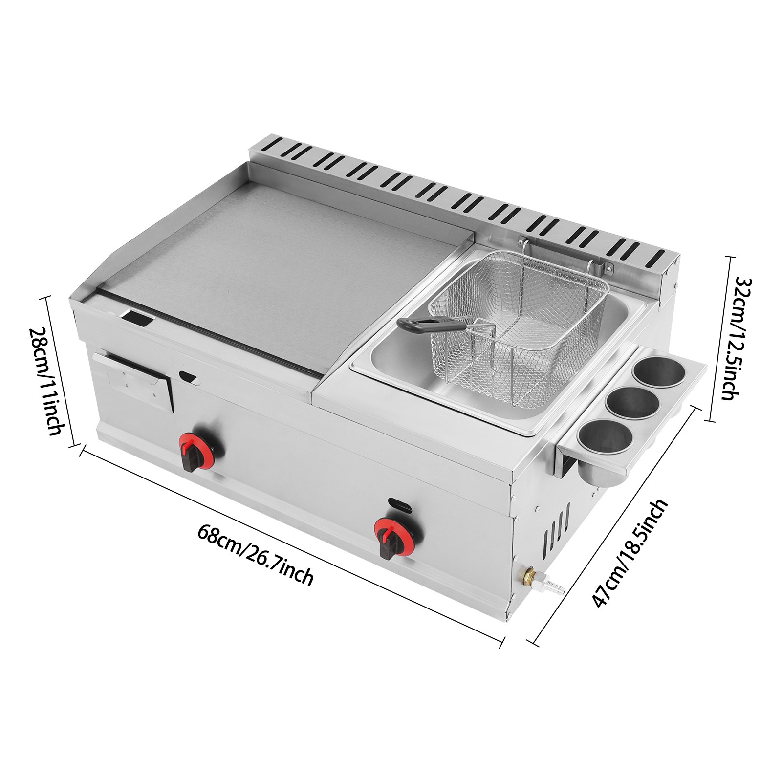 Commercial Deep Fryer 6L Countertop Gas Fryer Restaurant with Grill Griddle