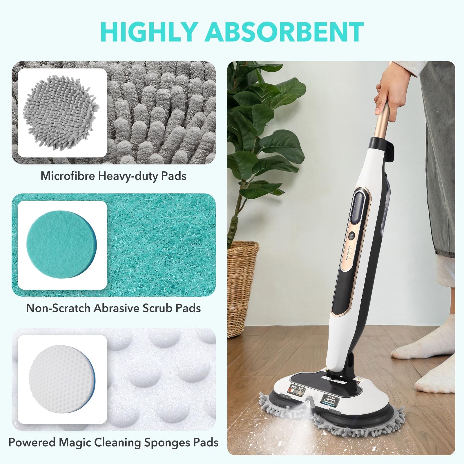 Frescares 6 Packs Steamscrub Mop Pads Replacement Power Pads Compatible