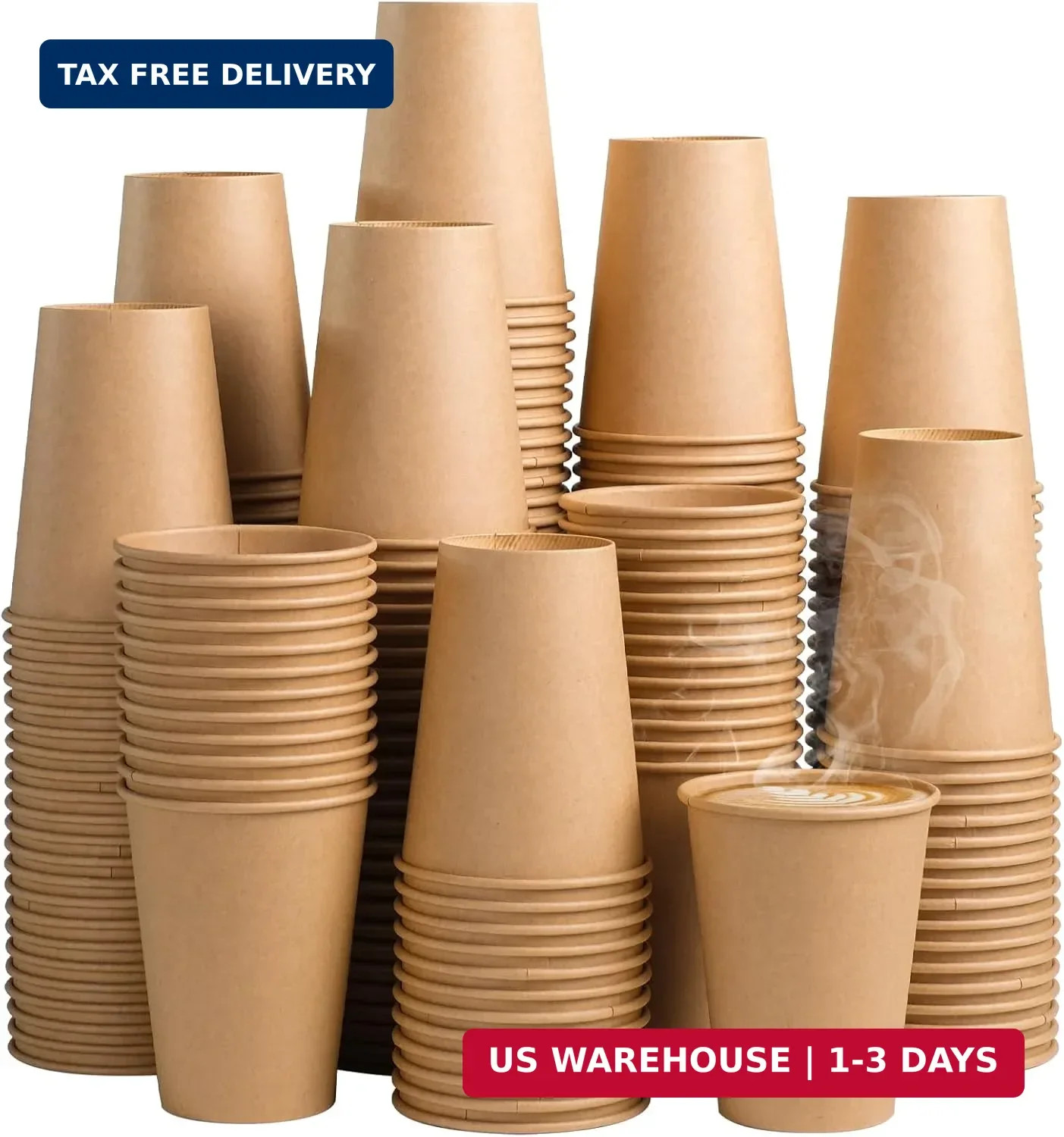 SIUQ 300 Pack 12 oz Kraft Paper Cups, Unbleached Disposable Paper Coffee Cups, T