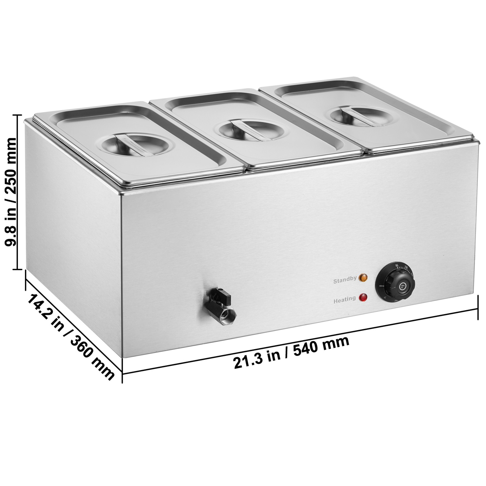 Commercial Electric Food Warmer 3-Pan Countertop Buffet 17.4QT Bain Marie