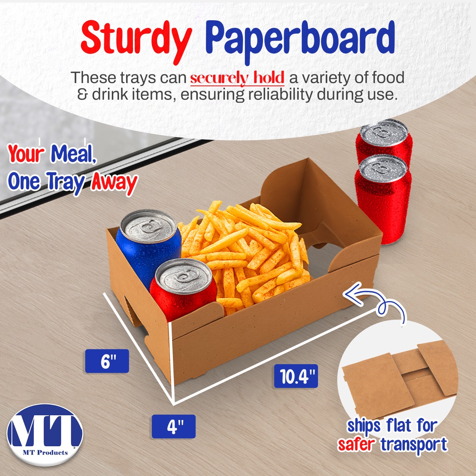 MT Product Food and Drink Theater Tray – Pop Up Stadium J-Type Tray – Pack of 25