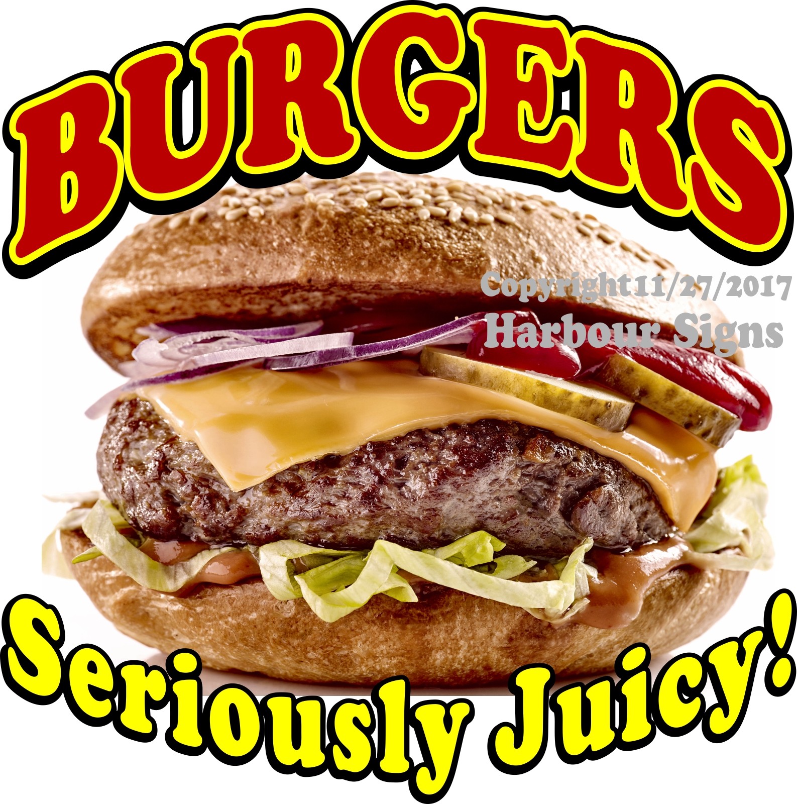 Burgers DECAL (Choose Your Size) Food Truck Concession Vinyl Sign Sticker