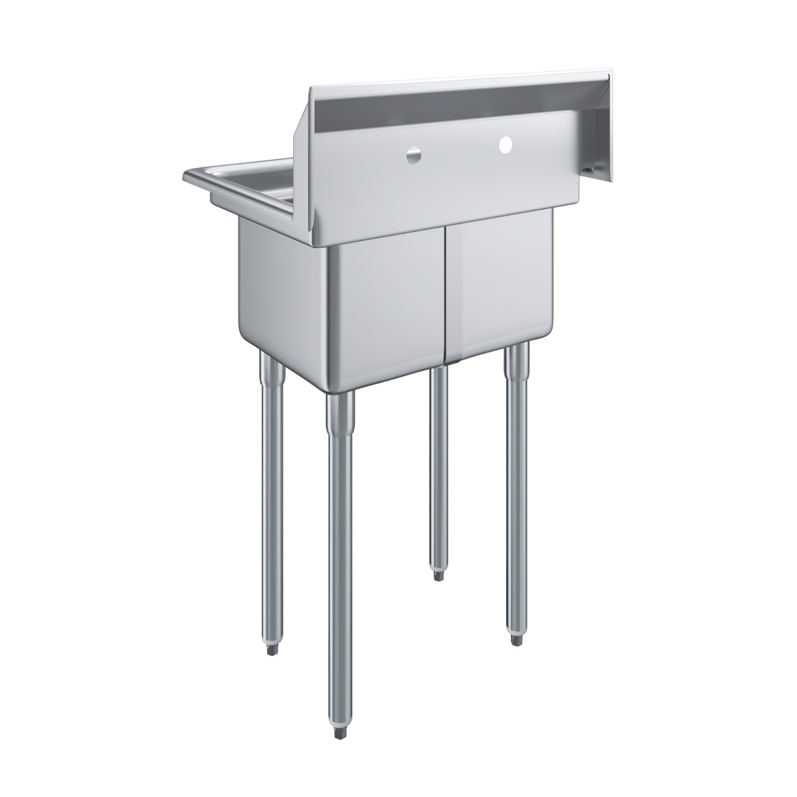 20 in. x 26 in. Stainless Steel Two Compartment Sink. 10 in x 14 in x 10in Bowls
