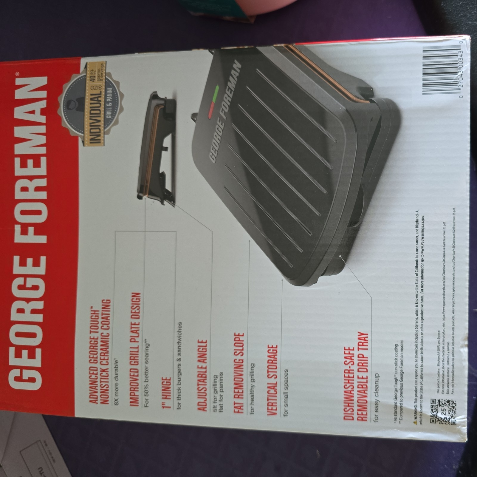 2 Serving Contact Grill, Tough & Easy to Clean Plastic housing and Non-Stick