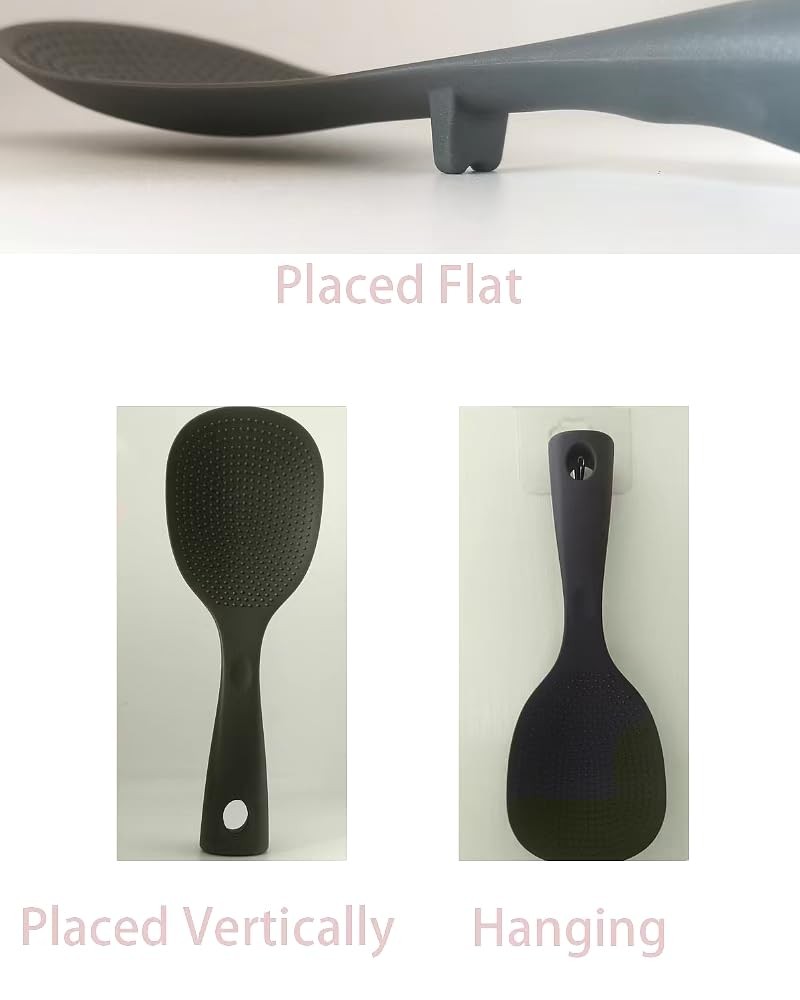 Minchsrin 2Pcs of Silicone Rice Ladle Rice Serving Spoon Easy To Clean Rice Spoo