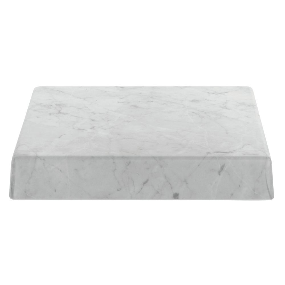 HUBERT Marble Look Display Riser Square White – 12″ L x 12″W x 2″H