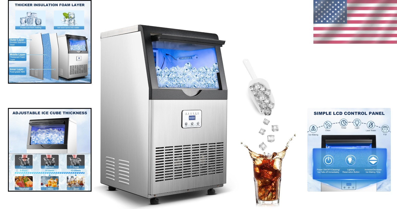 Undercounter Ice Machine with 25LBS Storage