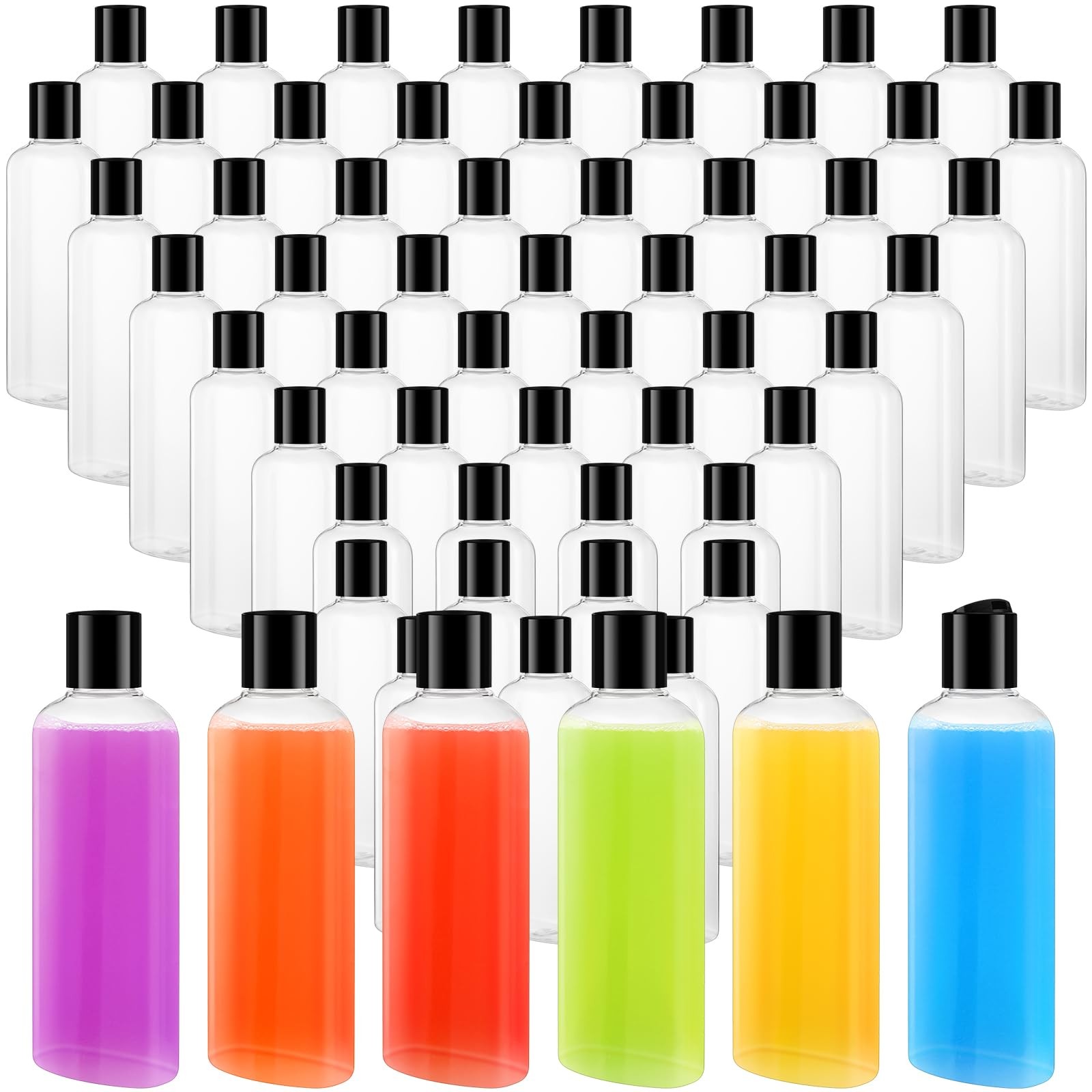 Domensi 50 Pcs Travel Bottles Bulk Empty Plastic Bottle 6.8Oz Clear Refillable