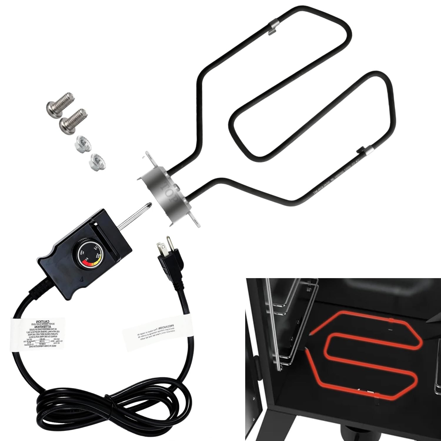 Upgrade 1650W Electric Smoker Heating Element Replacement Kit Large, metal