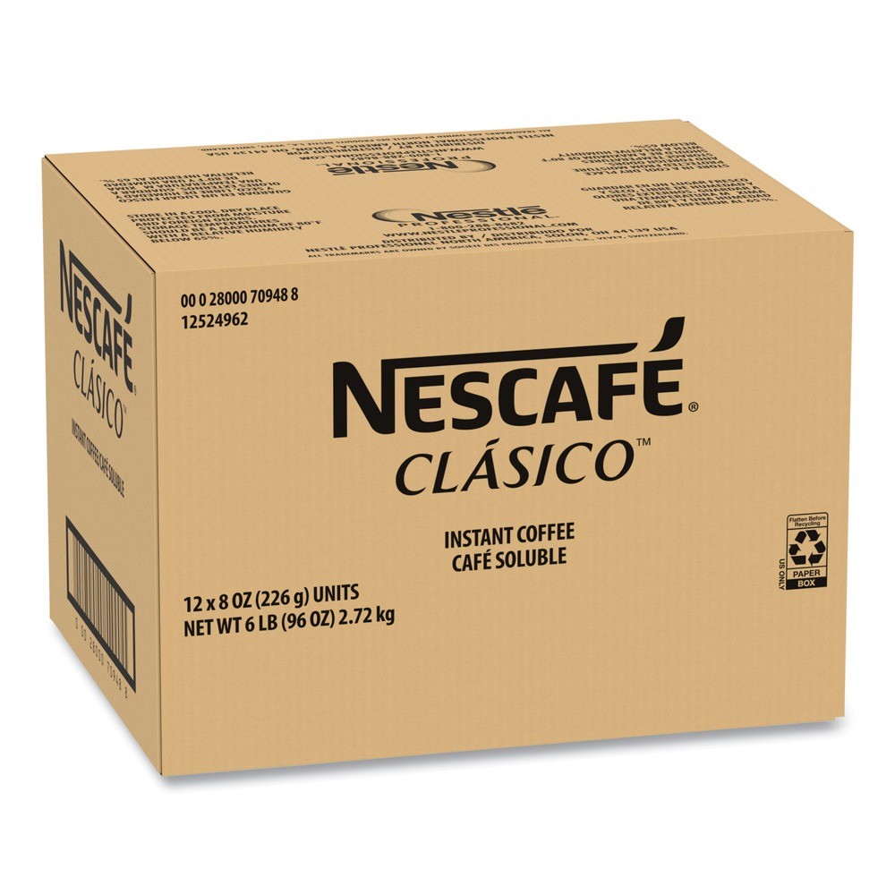Nescafe 70948CT 8 oz Dark Roast Instant Coffee – Clasico (12/Carton) New