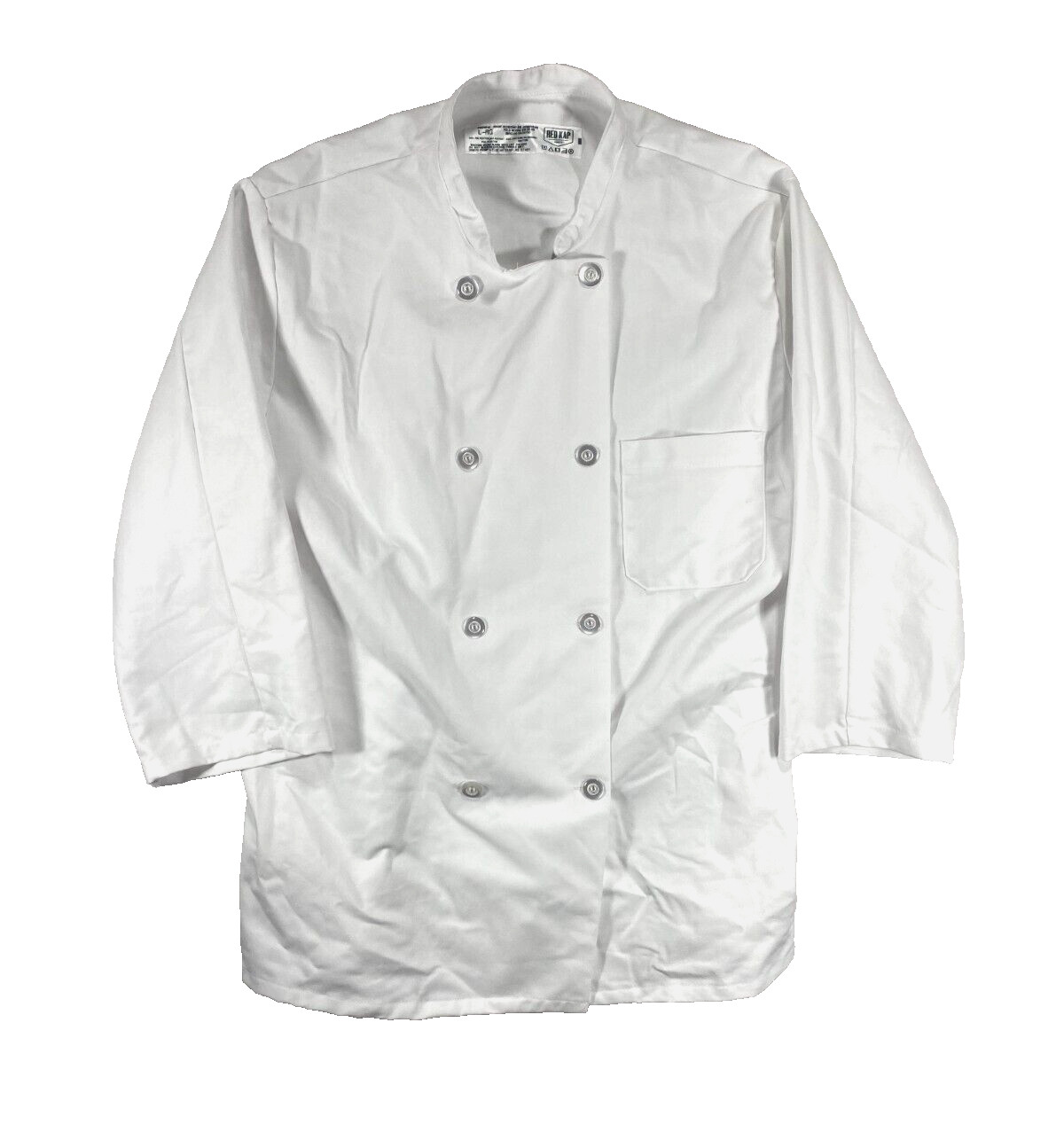 Red Kap Chef Coat Men’s Large White Polyester Blend Button Down Pocket