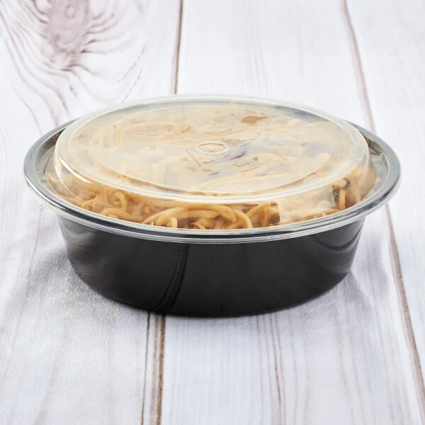 Karat 32oz PP Plastic Microwavable Round Food Containers & Lids – Black – 150 ct