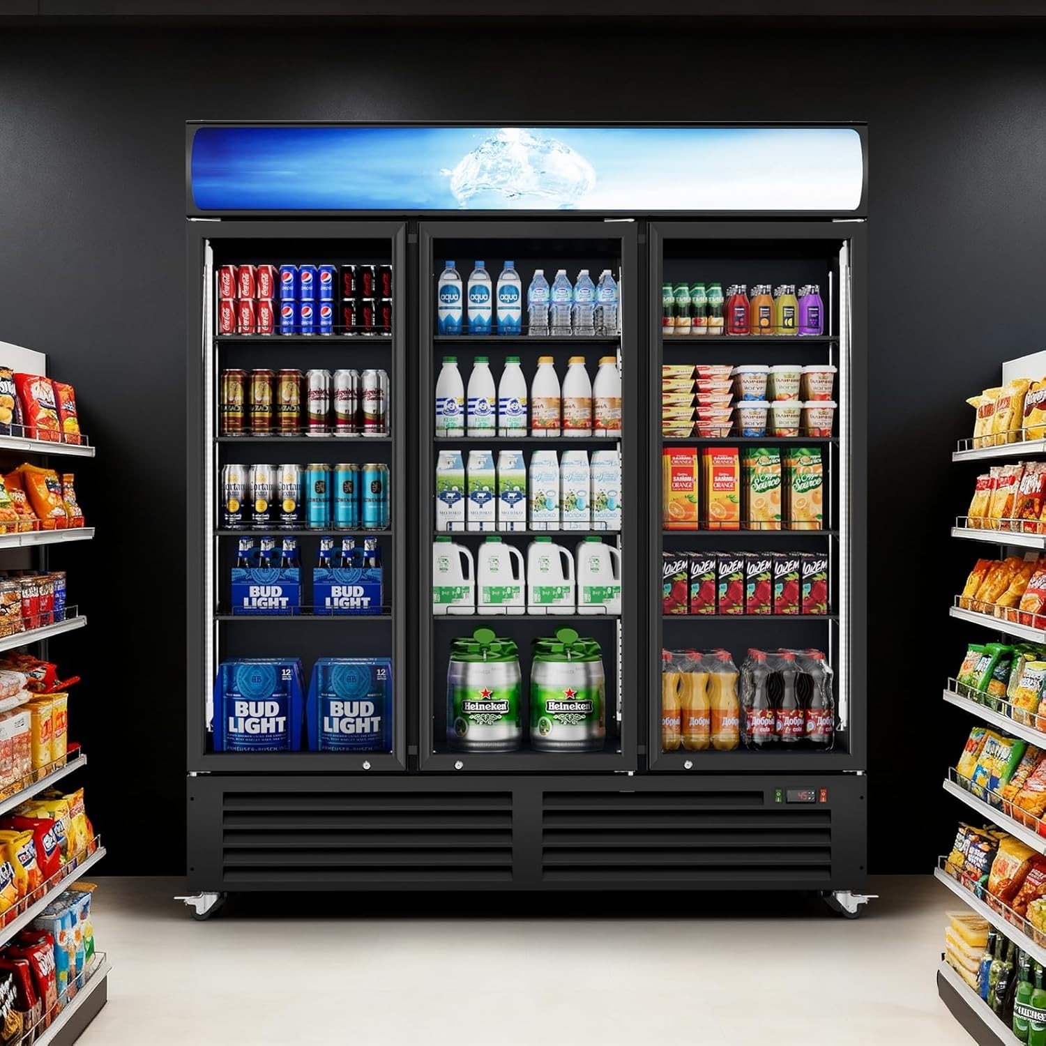 Commercial Display Refrigerator 3 Doors 56 Cu. Ft Merchandiser Beverage Cooler