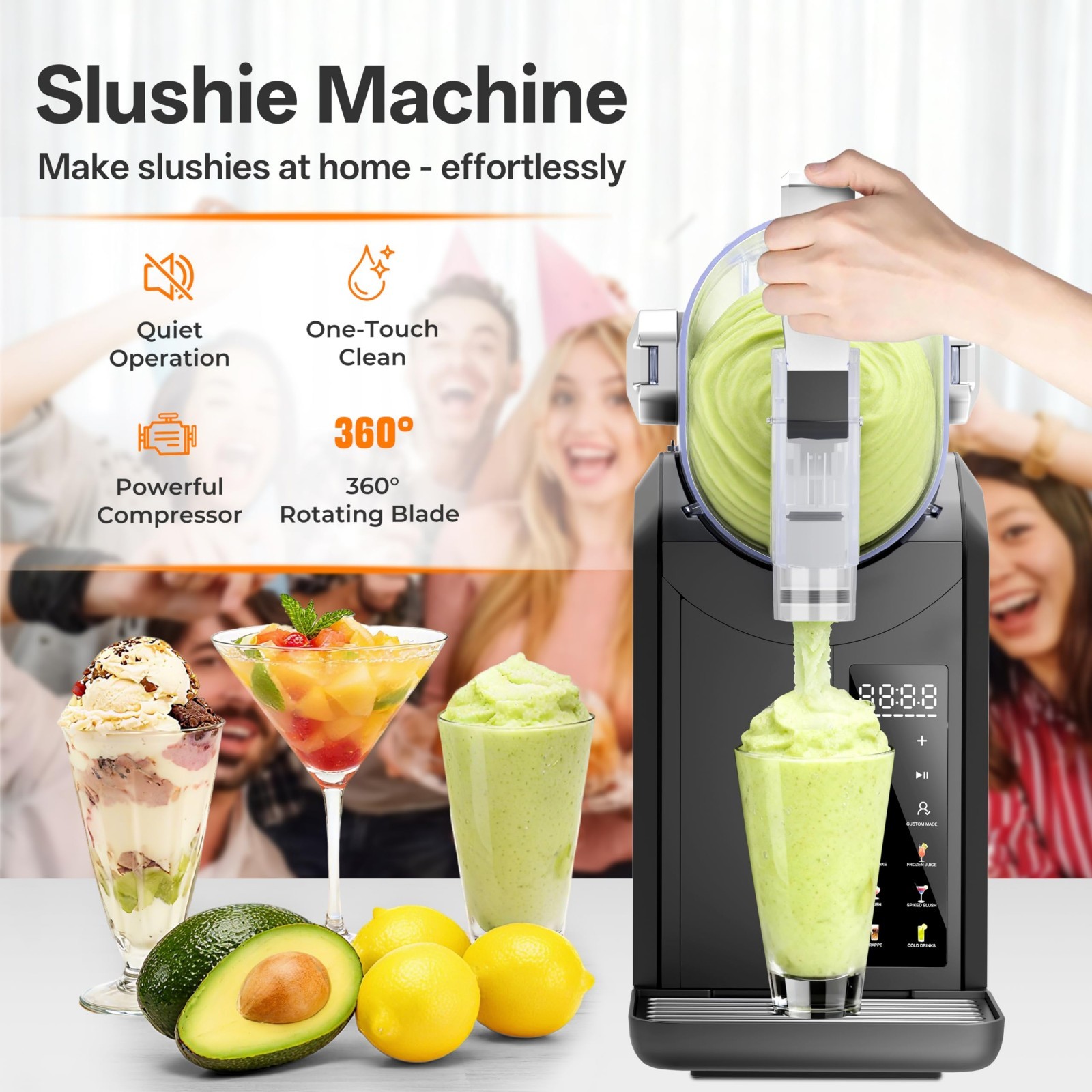 2L Slushie Machine for Home & Party | Frozen Drink Maker, Self-Cleaning, No Ice