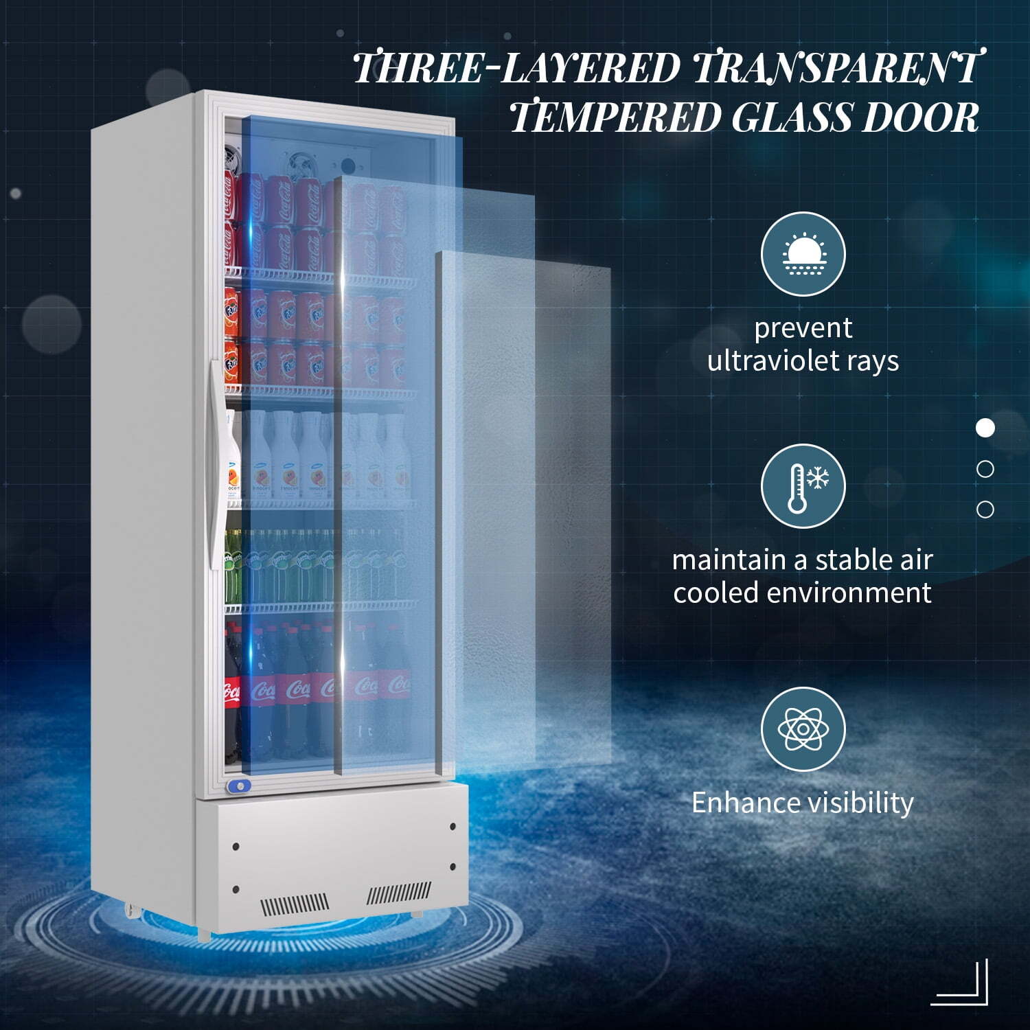 11Cu. Ft Merchandiser Glass Door Refrigerator Commercial Display Beverage Cooler
