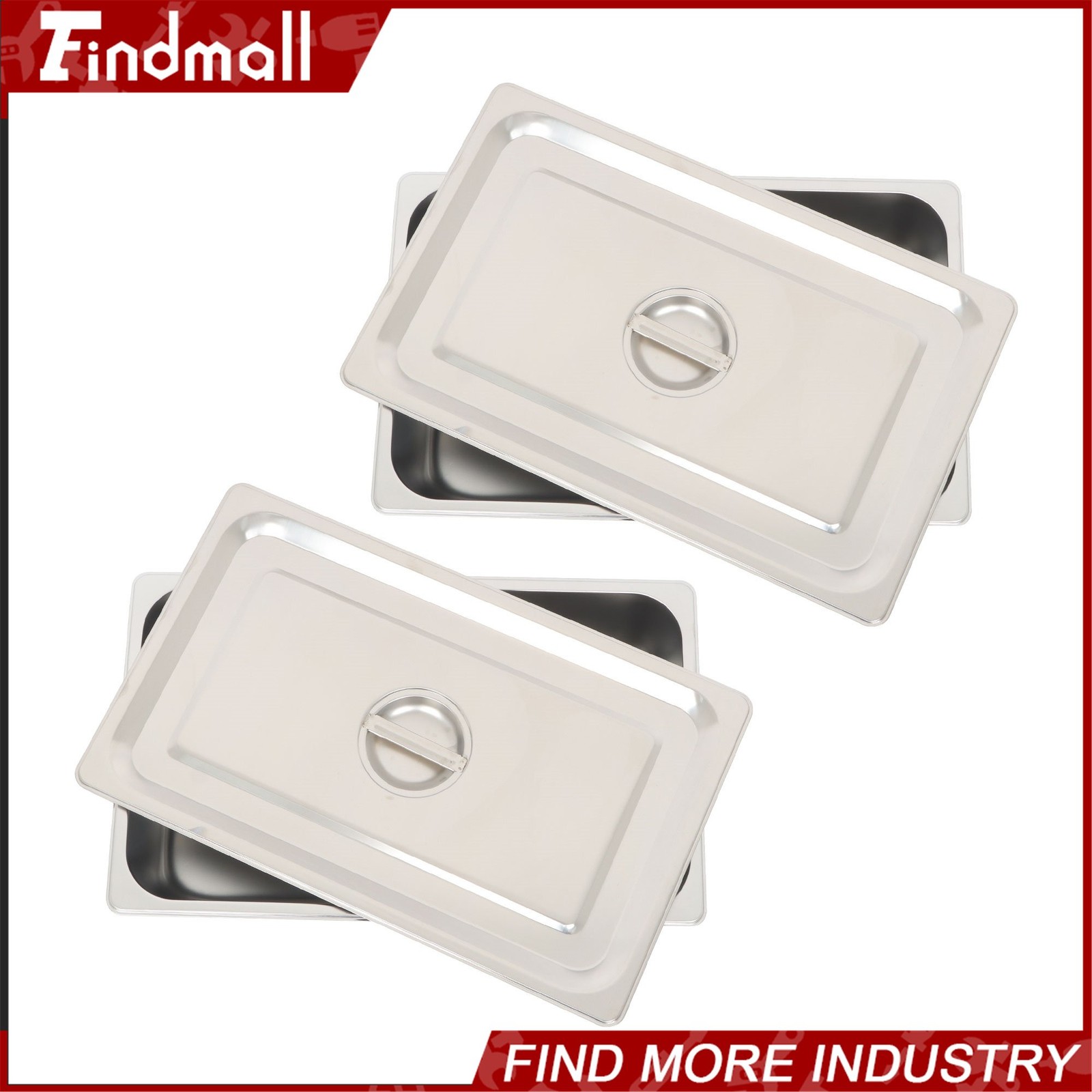 Findmall 2 Pack Stainless Steam Hotel Pan with Lid, 1/1 Size X 4 Inch Deep Steam