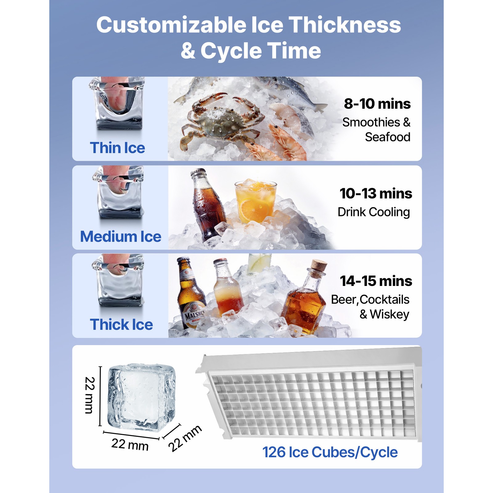 Uimoso 360lb Commercial Ice Machine 85lb Storage Freestanding Ice Maker Machine