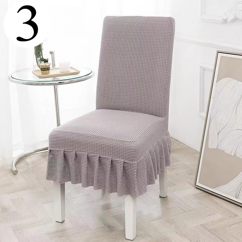 4pcs Universal Elastic Chair Cover One-Piece Chair Seatback Cover Pleated Trim
