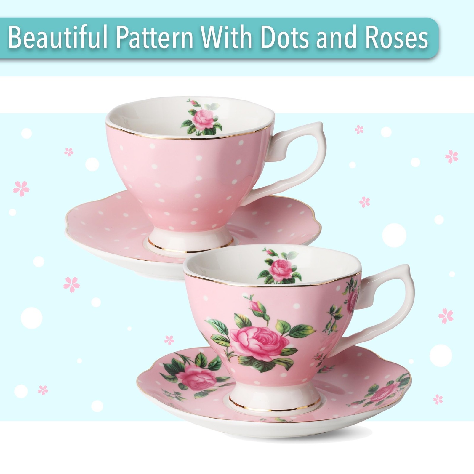 Brew To A Tea Btat- Floral Tea Sets For Adults 13 Pcs Service For 4 Pot 38 Oz
