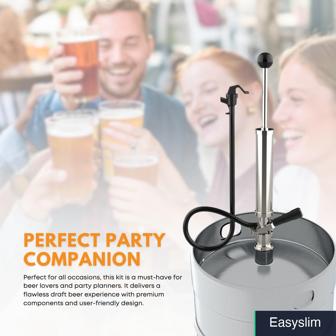 Beer Keg Tap Kit D-System 8-Inch Party Pump Stainless Steel Coupler Faucet
