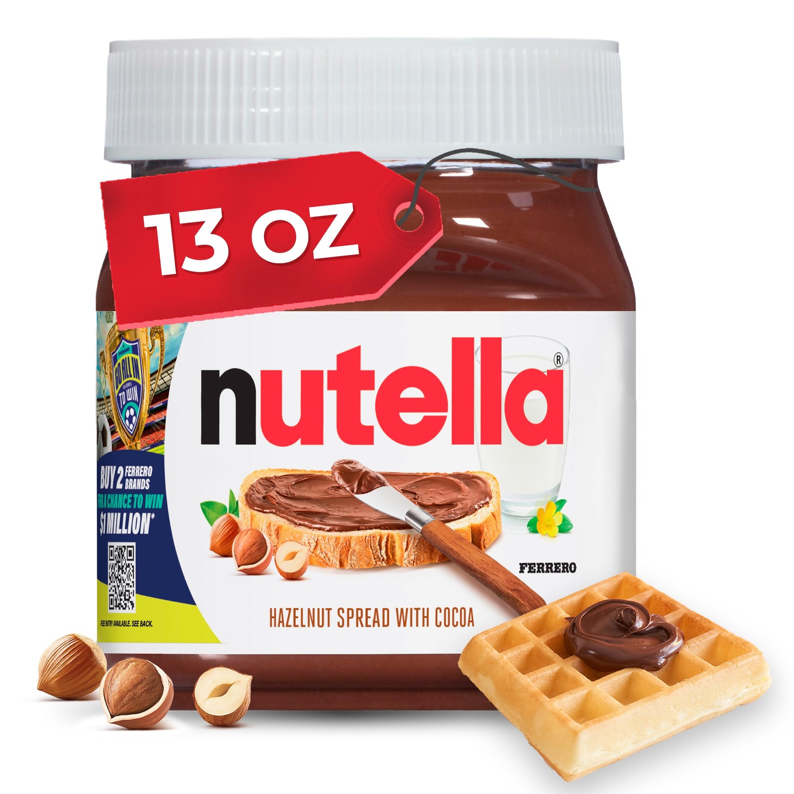 Nutella Creamy Chocolate Hazelnut Spread with 13 Ounce (Pack of 1), Brown