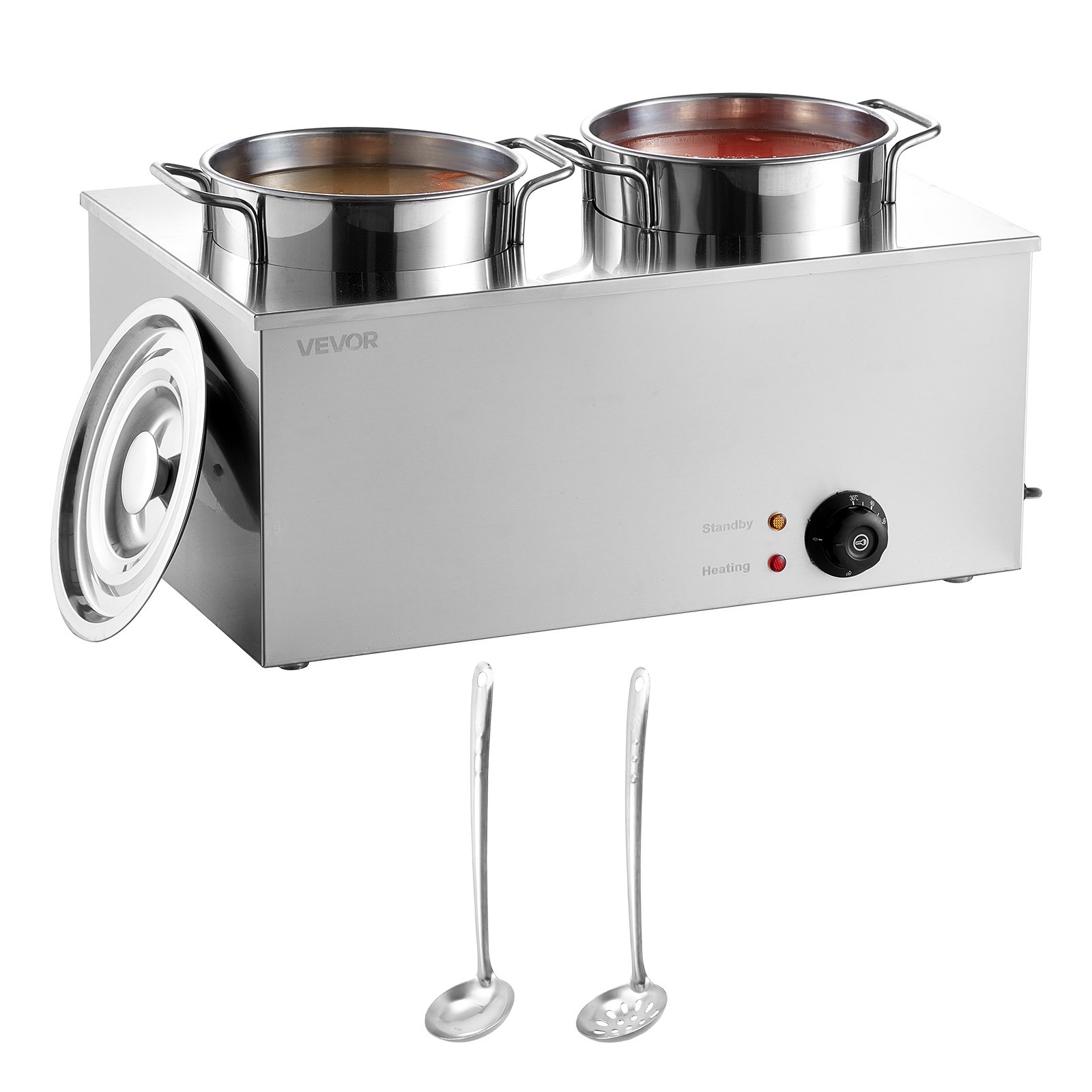 VEVOR Commercial Soup Warmer Soup Station with 2*6.34Qt Pot Soup Kettle Warmer