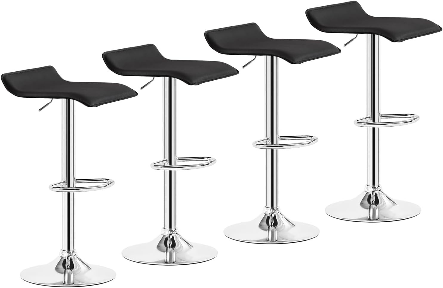 Bar Stools Set of 4, Armless Adjustable Swivel Barstools, Modern Backless