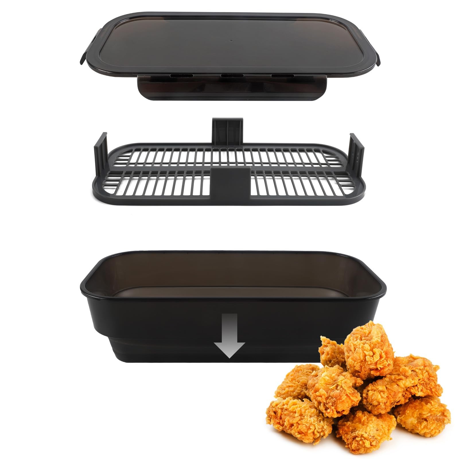 COOK WITH COLOR Collapsible Batter Bowl – Mess Free Breading Shaker Container –